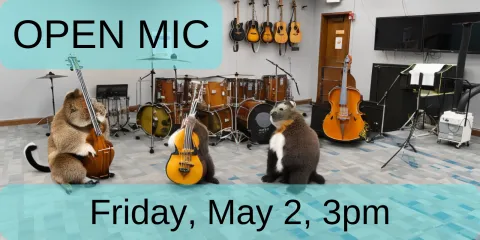 Open Mic.  Friday, May 2, 3pm.