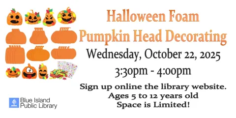Halloween Foam Pumpkin Head Decorating Craft / October 22, 2025@ 3:30pm
