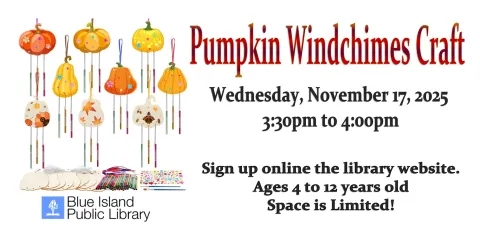 Pumpking Wind-Chime Decorating Craft / November 17, 2025 @ 6:00pm