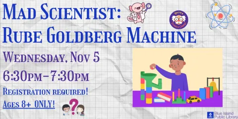 November 5 from 6:30PM to 7:30PM, for ages 8 to 13 only. Must register to participate. 