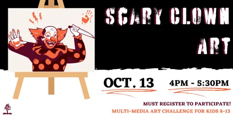 October 13 from 4PM to 5:30PM. For ages 8 to 13 only, must register to participate!