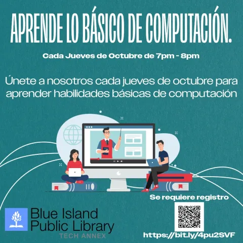 Computer Basics class in spanish, every thursday in october from 7pm to 8pm 