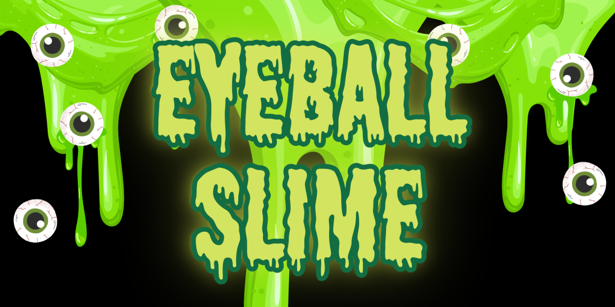 green drippy slime with eyeballs