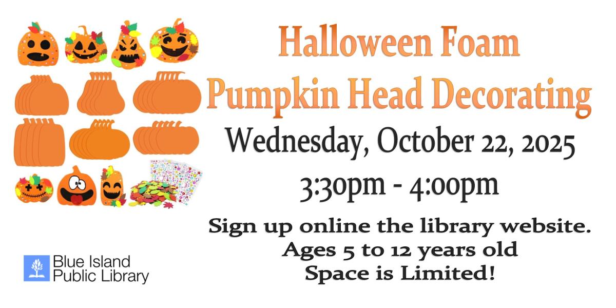 Halloween Foam Pumpkin Head Decorating Craft / October 22, 2025@ 3:30pm