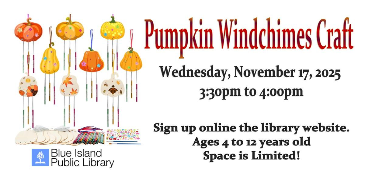 Pumpking Wind-Chime Decorating Craft / November 17, 2025 @ 6:00pm